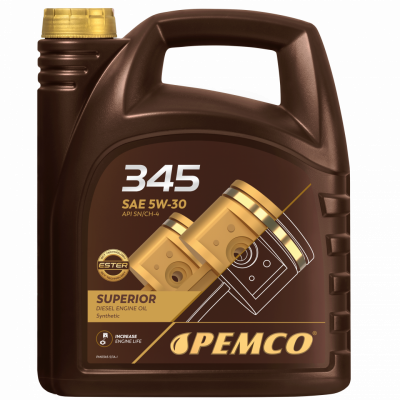 Моторное масло PEMCO 345 5W-30 SN/CH-4 синтетическое, 5л (PM0345-5)
