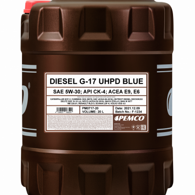 Моторное масло PEMCO DIESEL G-17 UHPD 5W-30 CK-4 синтетическое, 20л (PM0717-20)