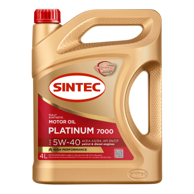 Масло моторное Sintec Platinum 7000 5W-40 A3/B4 SN/CF 4л