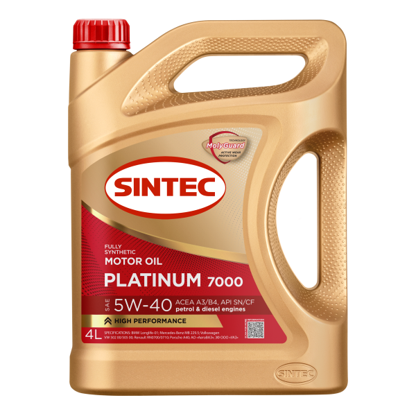 Масло моторное Sintec Platinum 7000 5W-40 A3/B4 SN/CF 4л